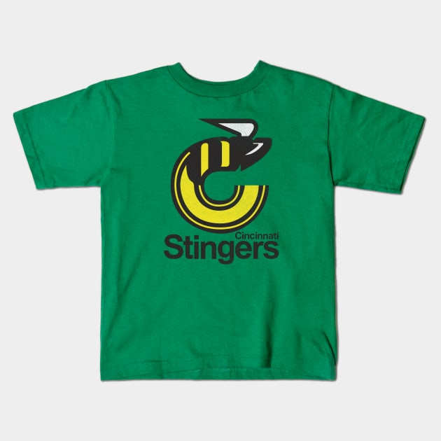 Retro Cincinnati Stingers Hockey 1977 Kids T-Shirt by LocalZonly